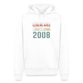 Légendaire Depuis Octobre 2008 Anniversaire - Sweat à capuche Premium bio Homme - blanc - Devant - Nico (187cm)