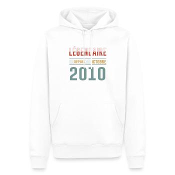Légendaire Depuis Octobre 2010 Anniversaire - Sweat à capuche Premium bio Homme - blanc - Devant - Nico (187cm)