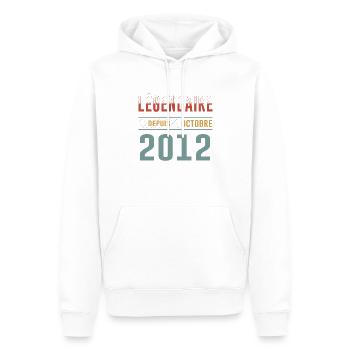 Légendaire Depuis Octobre 2012 Anniversaire - Sweat à capuche Premium bio Homme - blanc - Devant - Nico (187cm)