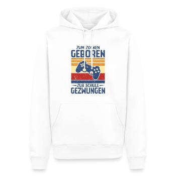 Zum Zocken Geboren Zur Schule Gezwungen - Männer Premium Bio Hoodie - Weiß - Vorne - Nico (187cm)
