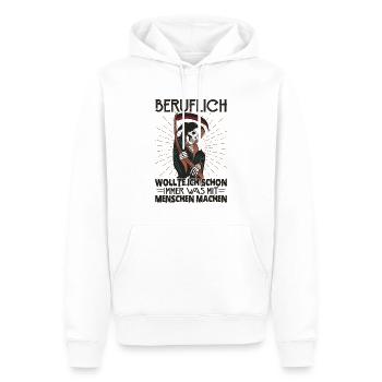 Wollte Etwas Mit Den Menschen Machen - Männer Premium Bio Hoodie - Weiß - Vorne - Nico (187cm)