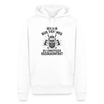 Geh Mir Aus Dem Weg Du Unnötiger Sozialkontakt - Männer Premium Bio Hoodie - Weiß - Vorne - Nico (187cm)