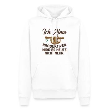 Ich Atme Produktiver Wird Es Heute Nicht Mehr - Männer Premium Bio Hoodie - Weiß - Vorne - Nico (187cm)