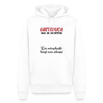 30th Birthday Fun Party Guest Book Funny Gift - Männer Premium Bio Hoodie - Weiß - Vorne - Nico (187cm)