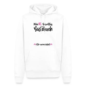 Ladies 40th Birthday 40 Years Party Guest Book - Männer Premium Bio Hoodie - Weiß - Vorne - Nico (187cm)