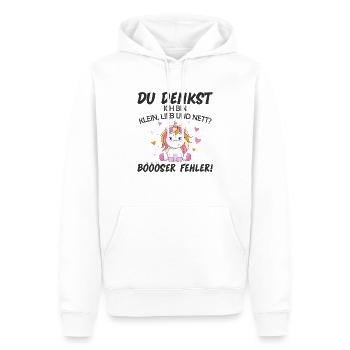 Du Denkst Ich Bin Klein Lieb Und Nett - Männer Premium Bio Hoodie - Weiß - Vorne - Nico (187cm)