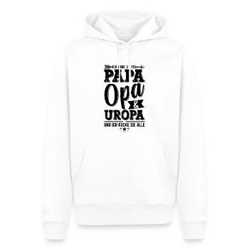 Ich Habe Drei Titel Papa Opa Und Uropa - Männer Premium Bio Hoodie - Weiß - Vorne - Nico (187cm)
