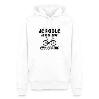 Je roule je suis libre-vélo-cyclisme - Sweat à capuche Premium bio Homme - blanc - Devant - Nico (187cm)