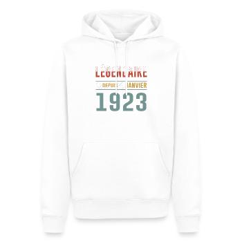 Légendaire Depuis Janvier 1923 Anniversaire - Sweat à capuche Premium bio Homme - blanc - Devant - Nico (187cm)