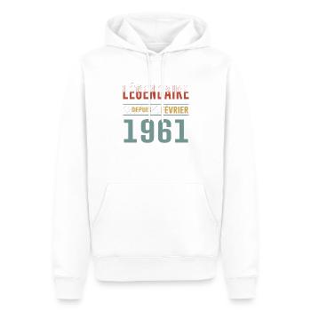 Légendaire Depuis Février 1961 Anniversaire - Sweat à capuche Premium bio Homme - blanc - Devant - Nico (187cm)