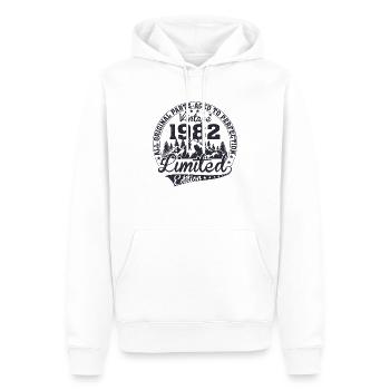 Cadeau d’anniversaire original né en 1982 - Sweat à capuche Premium bio Homme - blanc - Devant - Nico (187cm)