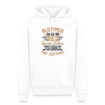 Oldtimer Baujahr 1958 geboren Geburtstag Spruch - Männer Premium Bio Hoodie - Weiß - Vorne - Nico (187cm)