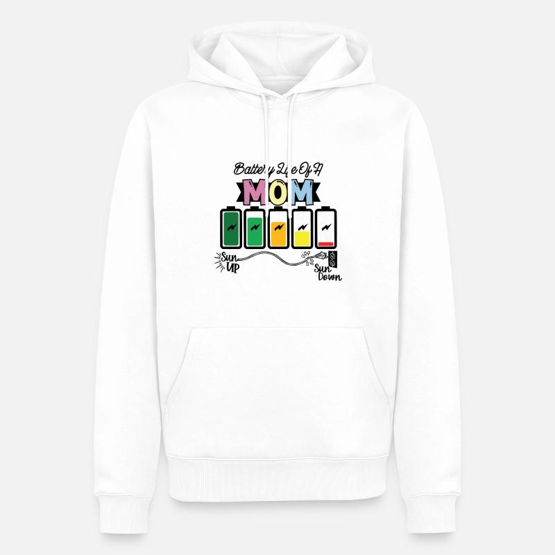 Batterielebensdauer Einer Mutter - Männer Premium Bio Hoodie - Weiß