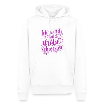 Ich werde große Schwester - Männer Premium Bio Hoodie - Weiß - Vorne - Nico (187cm)