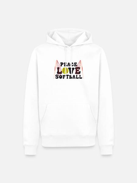 Mädchen Frieden Liebe Softball - Männer Premium Bio Hoodie - Weiß