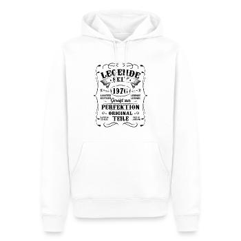 Legende seit 1976 - Männer Premium Bio Hoodie - Weiß - Vorne - Nico (187cm)