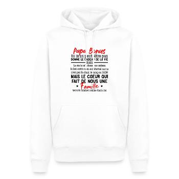 Papa bonus TU NE M’AS PEUT-ÊTRE PAS DONNE LE CADEA - Sweat à capuche Premium bio Homme - blanc - Devant - Nico (187cm)