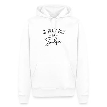 J'ai salsa Cadeau humour personnalisé - Sweat à capuche Premium bio Homme - blanc - Devant - Nico (187cm)