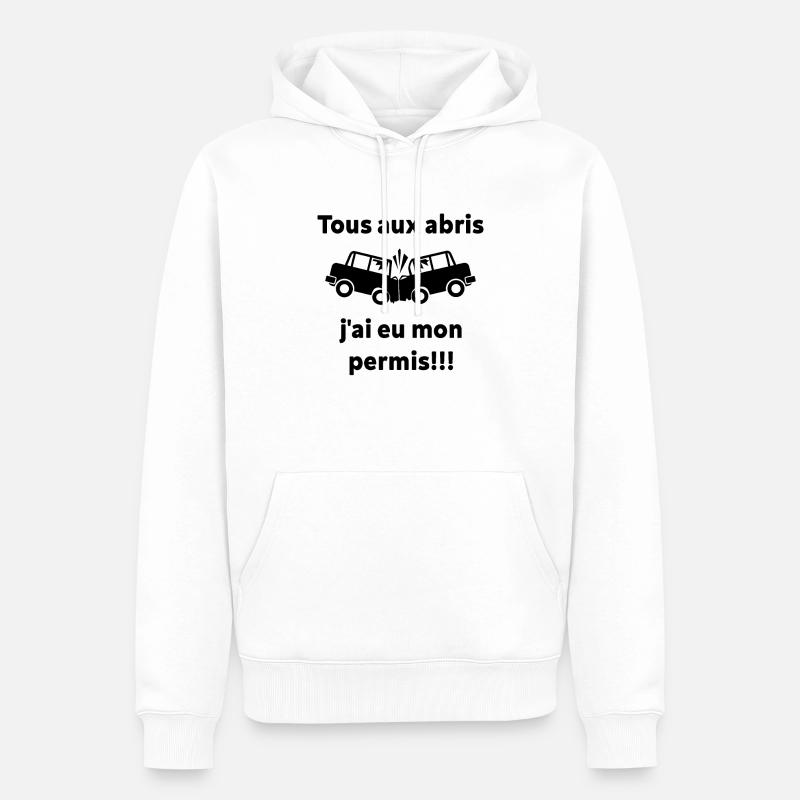 J'ai Eu Mon Permis ! - Sweat à capuche Premium bio Homme - blanc