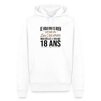 Arrêter Les Conneries À 18 Ans - Sweat à capuche Premium bio Homme - blanc - Devant - Nico (187cm)