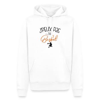 Pas Dispo, Basket Oblige - Sweat à capuche Premium bio Homme - blanc - Devant - Nico (187cm)