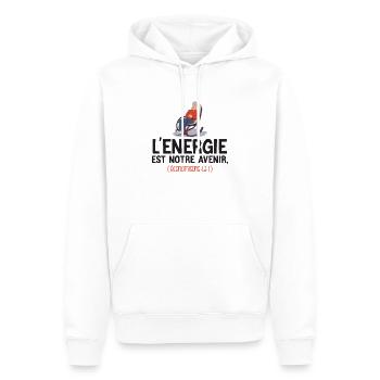 Cadeau Retraite - Énergie Et Avenir Durable - Sweat à capuche Premium bio Homme - blanc - Devant - Nico (187cm)