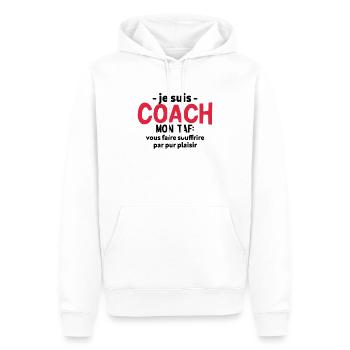 Coach Humour Cadeau Sportif - Sweat à capuche Premium bio Homme - blanc - Devant - Nico (187cm)