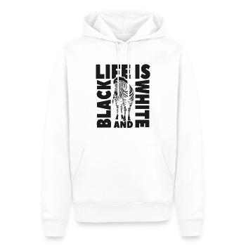 Leben ist schwarz-weiß wie ein Zebra - Männer Premium Bio Hoodie - Weiß - Vorne - Nico (187cm)