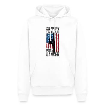 Soutenez votre monteur de lignes Pole Dancer local - Sweat à capuche Premium bio Homme - blanc - Devant - Nico (187cm)