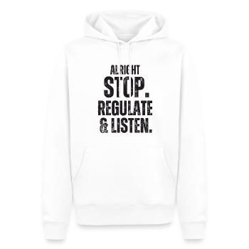 Arrêtez de réguler et d’écouter Enseignant - Sweat à capuche Premium bio Homme - blanc - Devant - Nico (187cm)