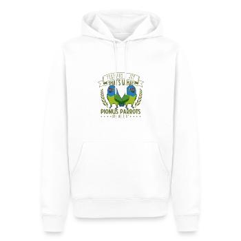 Plumes et joie - Perroquet à croupion roux - Sweat à capuche Premium bio Homme - blanc - Devant - Nico (187cm)