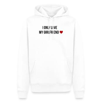Je n’aime que mon cœur de copine - Sweat à capuche Premium bio Homme - blanc - Devant - Nico (187cm)