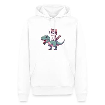 Cool Kitten on T-Rex Funny Dinosaur Trend - Men’s Premium Organic Hoodie - white - Front - Nico (187cm)