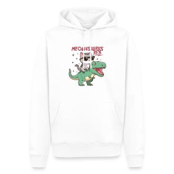 Chaton Cool sur T-Rex Drôle Tendance Dinosaure - Sweat à capuche Premium bio Homme - blanc - Devant - Nico (187cm)