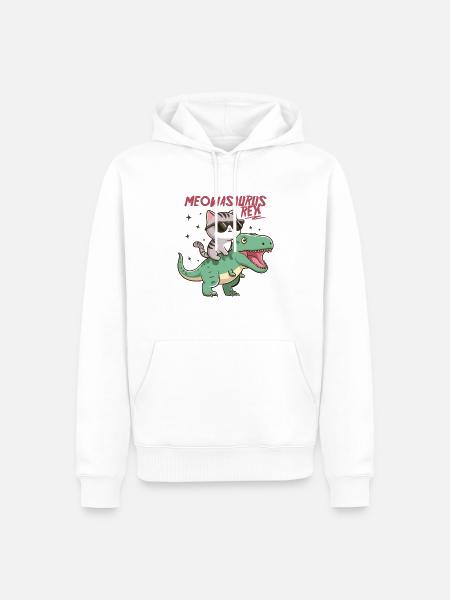 Cool kattunge på T-Rex Funny Dinosaur Trend - Ekologisk premiumluvtröja herr - vit