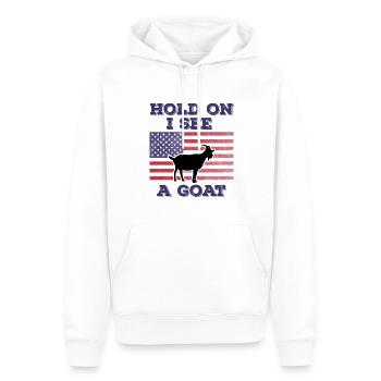 Chèvre Drapeau Américain Cadeau Original Drôle - Sweat à capuche Premium bio Homme - blanc - Devant - Nico (187cm)