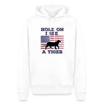 Tiger American Flag Funny Original Gift - Men’s Premium Organic Hoodie - white - Front - Nico (187cm)