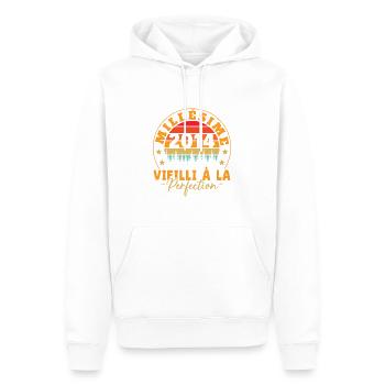 Jahrgang 2014 Vintage Retro Geburtstagsgeschenk - Männer Premium Bio Hoodie - Weiß - Vorne - Nico (187cm)