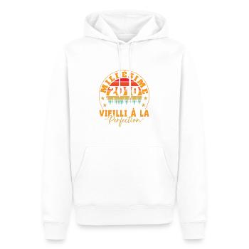 Millésime 2010 Vintage Retro Cadeau D’anniver - Sweat à capuche Premium bio Homme - blanc - Devant - Nico (187cm)