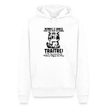 Idée Cadeau Départ Collègue De Travail Humour - Sweat à capuche Premium bio Homme - blanc - Devant - Nico (187cm)
