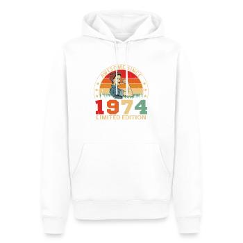 1974 Vintage Frau Retro Geburtstagsgeschenk - Männer Premium Bio Hoodie - Weiß - Vorne - Nico (187cm)