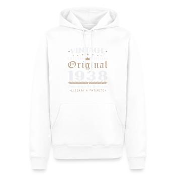 Cadeau d'anniversaire Vinatge 1938 - Sweat à capuche Premium bio Homme - blanc - Devant - Nico (187cm)