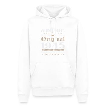 Cadeau d'anniversaire Vinatge 1945 - Sweat à capuche Premium bio Homme - blanc - Devant - Nico (187cm)