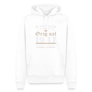 Cadeau d'anniversaire Vinatge 1947 - Sweat à capuche Premium bio Homme - blanc - Devant - Nico (187cm)