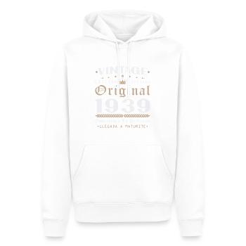 Cadeau d'anniversaire Vinatge 1939 - Sweat à capuche Premium bio Homme - blanc - Devant - Nico (187cm)