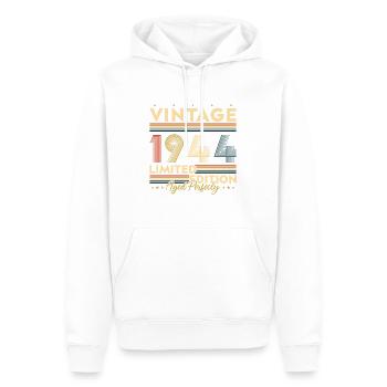 Cadeau d'anniversaire Vinatge 1944 - Sweat à capuche Premium bio Homme - blanc - Devant - Nico (187cm)