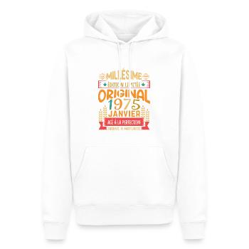 Vintage January 1975 50 Year Anniversary Gift - Men’s Premium Organic Hoodie - white - Front - Nico (187cm)
