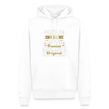 Fabriqué en 1984 40 ans d’existence Cadeau d’anniversaire - Sweat à capuche Premium bio Homme - blanc - Devant - Nico (187cm)