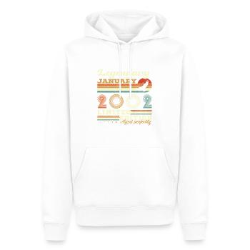 Cadeau D'anniversaire Nées En Janvier 2002 - Sweat à capuche Premium bio Homme - blanc - Devant - Nico (187cm)