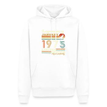 Vintage January 1975 50 Year Anniversary Gift - Men’s Premium Organic Hoodie - white - Front - Nico (187cm)